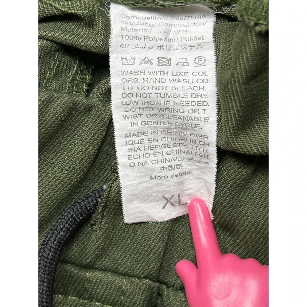 HK Cargo Pants 100% Polyester Olive Green XL Mens